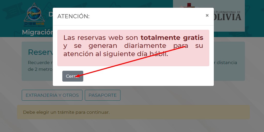Reserva Online Migración Bolivia