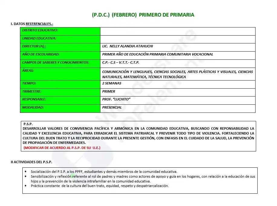 Plan de Desarrollo Curricular Primaria